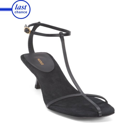 NEOUS Black Made In Italy Leather Jumel Heeled Sandals - Picture 1 of 2